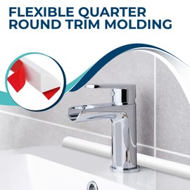 Flexible Quarter Round Molding Trim, 0.7”W x 0.84”H 118 Inch Self Adhesive Peel and Stick Molding, Flexible Baseboard Molding Trim for Floor Molding, Wall Edge Corner, Ceiling Edge, Bottom of Stair