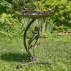 Zaer Ltd. Shallow Birdbath on Curved Branch Stand (Galvanized Finish)