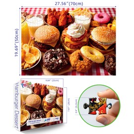 1000 Piece Jigsaw Puzzle for Adults Fast Food Feast Burgers Fries Donuts Sweet Desserts Challenging 1000pc Puzzle Game Family Fun Activity(27.6" x 19.7")