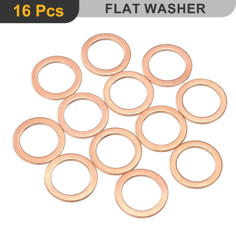 sourcing map M16 Flat Washer, 16 Pcs Copper Ring Flat