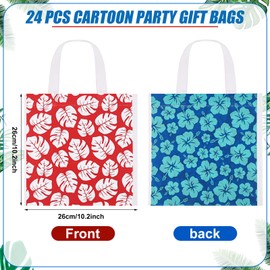 Joottuan 24 Pcs Cartoon Party Gift Bags Hibiscus Goodie Bags Hawaii Reusable Bag Non Woven Candy Bag with Handle for Birthday Baby Shower Party Supplies