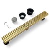 TECFORG 24 Inch Gold Rectangular Shower Drain with Removable Quadrato