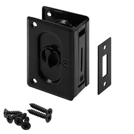 Prime-Line N 73678 Pocket Door Privacy Lock with Pull - Replace Old or Damaged Pocket Door Locks Quickly and Easily – Matte Black, 3-3/4 in. (Single Pack)