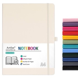 A4 Notebook - Notebook A4 with Premium Paper, Faux Leather Classic Writing Journal, 8.35" X 11.45", Hardcover - Beige