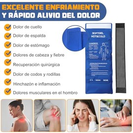 2 Compresas de Gel Frio Caliente Grandes, Compresas Frio y Calor 44x18cm con Banda Ajustable, Bolsa de Hielo en Gel Frio y Calor para Alivio de Dolor en Muscular, Articulaciones y Lesiones