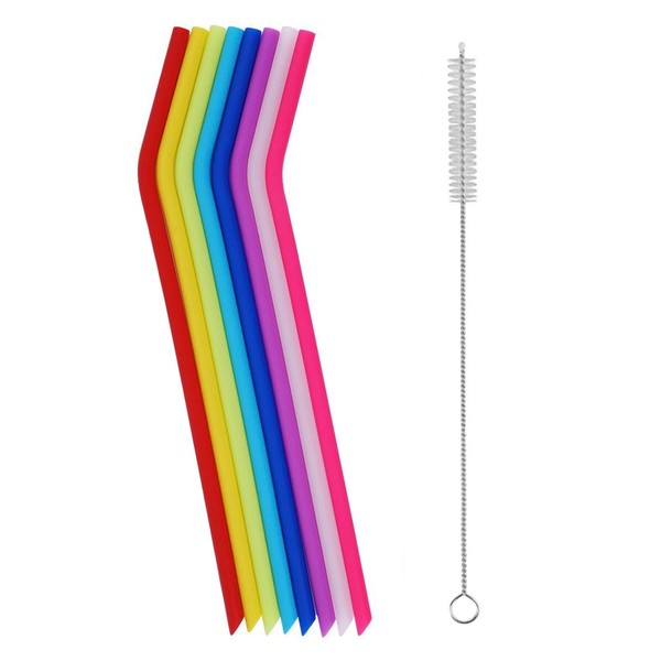 Tifanso 8 Pack Reusable Regular Size Silicone Drinking Straws with
