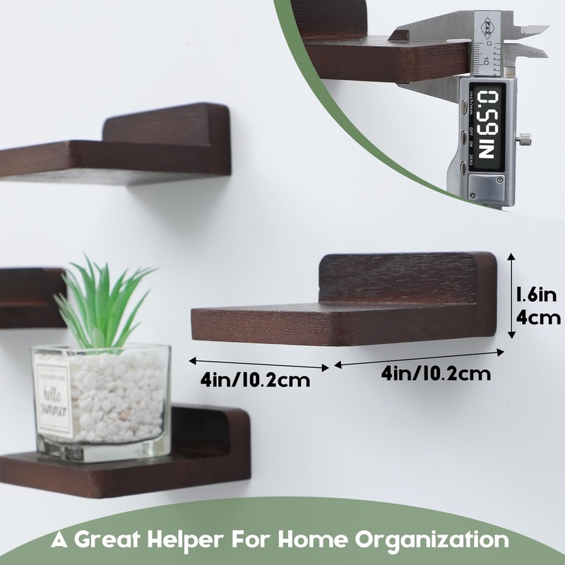 PHOENANCEE Small Floating Shelves for Wall, Set of 8, Wooden