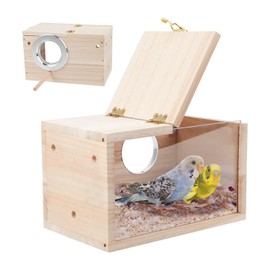 Lyaciomn 1 Piece Parakeet Nesting Box Cage Wood Breeding Box for Parrot Parakeet Cockatiel Lovebirds