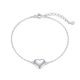 Philip Jones Sterling Silver Friendship Quote Heart Bracelet