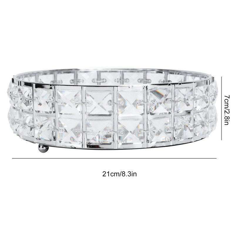 Crystal Tray Round Shape Storage Plate Mirror Base Jewelry Makeup