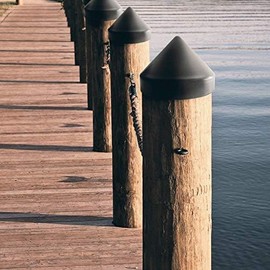 Marine Dock Piling Cone, Piling Cap, 100% Polyethylene Material, Lasts up to 10+ Years, Made in USA (Black, 12.5")