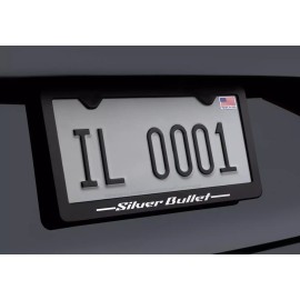 Unbranded Silver Bullet License Plate Frame Black Metal Standard Fit