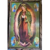Virgen De Guadalupe Fondo Verde 36”X24” Cuadro Rustico, Nuevo