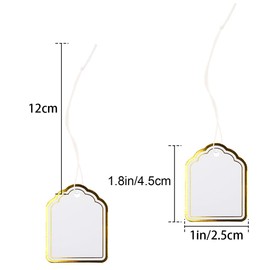jijAcraft 200 Pcs White Price Tags with String: Pre-Strung Luggage Tags with Gold Border 45 x 25mm Blank Gift Labels Marking Paper Labels for Jewelry Clothing Display Price