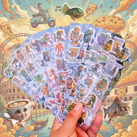 20pcs TUNTON SAFOUR Stickers Italian Brain Lot Stickers 3D Italian Brain Lot Reward Stickers PVC Waterproof Net Meme Goods Notebook Reward Decoration DIY Stationery