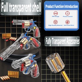 FESVASDEE Clear Housing Toy Revolver Foam Blaster with Elite Soft Foam Darts for Nerf Guns Toys Gun Set for Kids Ages 5 6 7 8 Medium