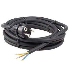 as - Schwabe Rubber Connection Cable - 3 m Connection Cable - Ground Plug with Lead - Power Cable with Ferrules - For Construction Sites & Commercial - IP44 - Black I 60376