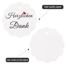 jijAcraft Round Gift Tags, White, Kraft Paper Labels 6 cm, Pack of 100 Thank You Labels with Jute String for Wedding, Craft Gift Wrapping