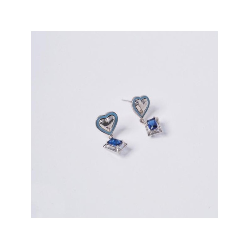 [POPTS] Blue basic heart drop earrings OTE122533EWL white / [POPTS]