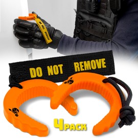 Door Guard First Responder Door Stop (4 Pack) - Molle Compatible Tactical Door Stop for Police, Firefighters, EMS, EMT with Do Not Remove Tags, Emergency Wedge, Glow in The Dark, Orange