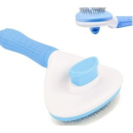 Pet Grooming Brush for Dogs, Cats, Deshedding, Detangling Tool with Comfort Grip Handle, Available in Pink, Blue, Grey, for Long, Short Hair (Blue)