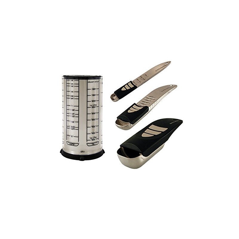 KitchenArt 58210 Baker’s Pro Adjust-A-Measure Set, 4-Piece, Satin