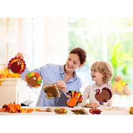 WaaHome Thanksgiving Turkey Classroom Decorations 30pcs Turkey Cut-Outs for School Classroom Fall Autumn Bulletin Board Decorations Thanksgiving Party Favors Supplies Decor