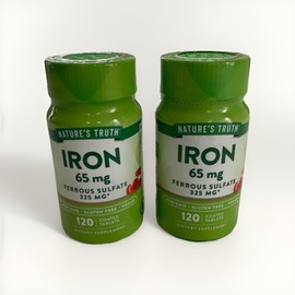 Nature's Truth 2 pack Nature's Truth IRON 65 mg Ferrous Sulfate 325mg 120 count ea Exp 11/26
