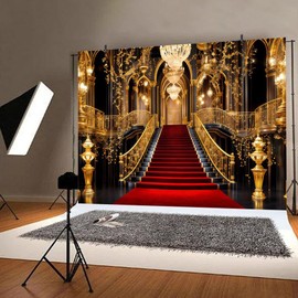 Red Carpet Backdrop 10x8ft Luxurious European Palace Backdrop