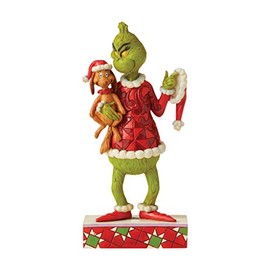 GRINCH by Jim Shore Jim Shore Grinch with Max Under His Arm Resin Figurine, 7.5 in, Multicolor