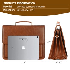 Jack&Chris Mens New PU Leather Attache Briefcase Traditional Messenger Lawyer Bag, MBYX015-Coffee