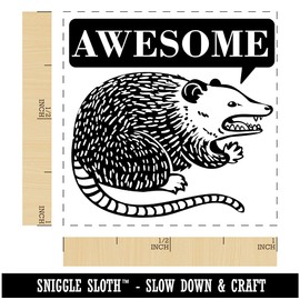 Awesome Possum Opossum Self-Inking Rubber Stamp Ink Stamper - 1 Inch Small - Black Ink