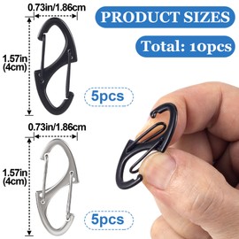 HINZIC 10pcs Anti Theft Zipper Locks, Dual Opening Theft Deterrent Clasps, Zipper Clips Replacement for Backpacks, Luggage, Clothing, Traveling Outdoor Sports- Black & Silver