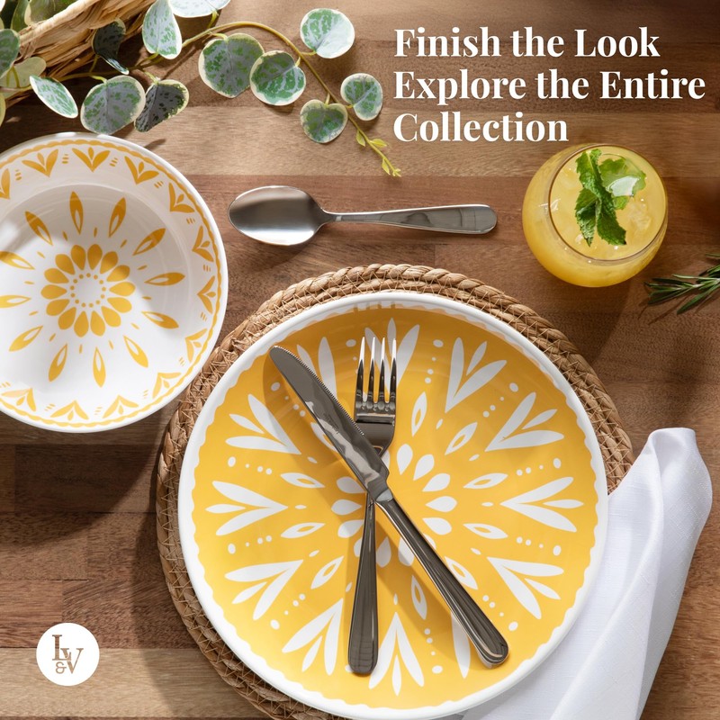 Larder & Vine 12-Piece Melamine Dinnerware Set: Durable, Lightweight, Break-Resistant
