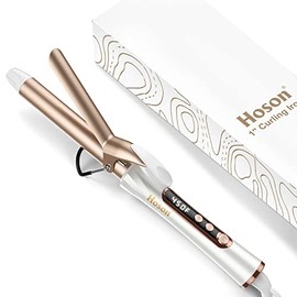 1 Inch Curling Iron, Dual Voltage Hair Curling Iron Heat up to 450°F, Professiona Curling Wand Ceramic Tourmaline(Champagne Gold)