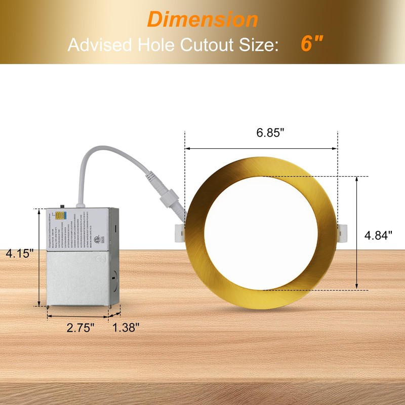 ZYC Recessed Lighting 6 Inch - 12W 1100LM LED Recessed