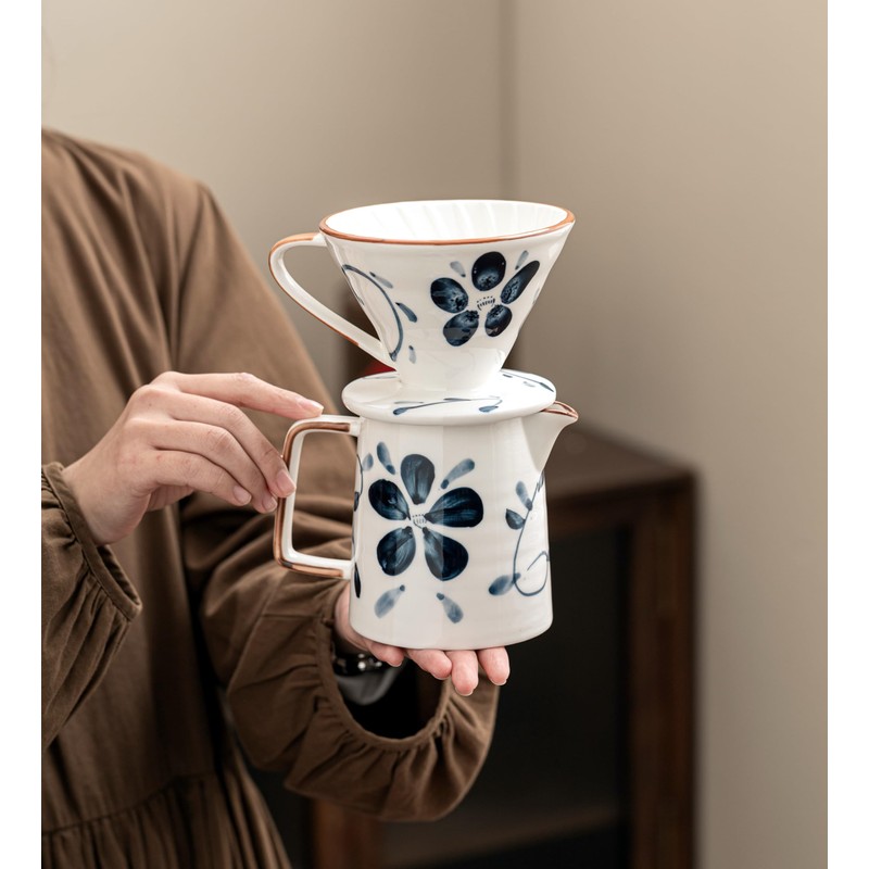 HYAXGM Pour Over Coffee Maker,Ceramic Coffee Maker With 40 pcs