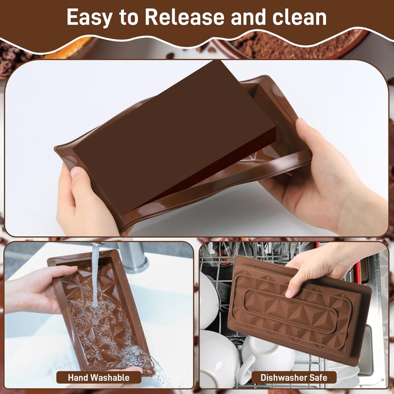 TranRantic 2 Pcs Deep Chocolate Bar Mold, Large Chocolate Molds