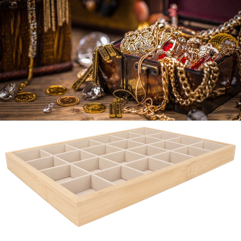 Jewelry Storage Display Trays Multipurpose 24 Grids Jewelry Tray for