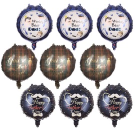 Happy Fathers Day Balloons Set, 18 Inch 9 Pcs Fathers Day Foil Balloons, Father's Day Decorations for Father's Day Party