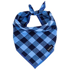 Pañuelo para perro grande, color azul, negro, estampado a cuadros, ajustable, pañuelo, accesorios para perros medianos y grandes (L)