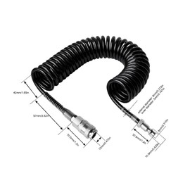 KIMISS Air Compressor Hose, 3 Meters Recoil Air Hose Black Reinforced Abrasion Resistant Inflator Extension Tube with Bend Restrictor for Air Compressor