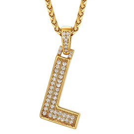 U7 Letter Chain Women's Men's Necklace with Initial Initial Letter Pendant Chain Gold Letter Pendant with Zirconia Copper Letter Name Necklace Hip Hop Necklace Fashion Jewellery for Anniversary,