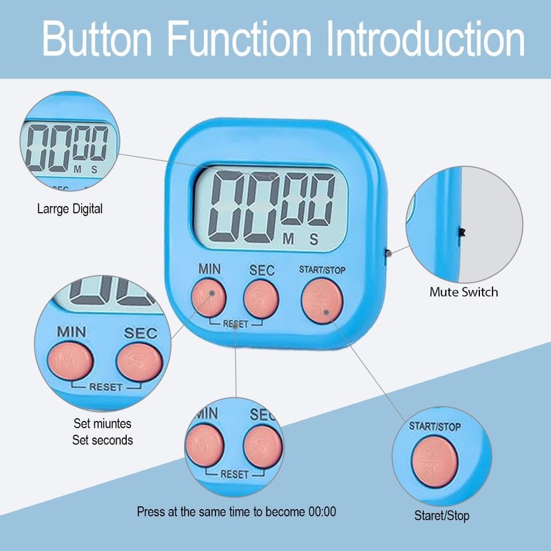 4 Pcs Digital Timer Kitchen Timer, Magnetically Attracted Countdown Stopwatch,