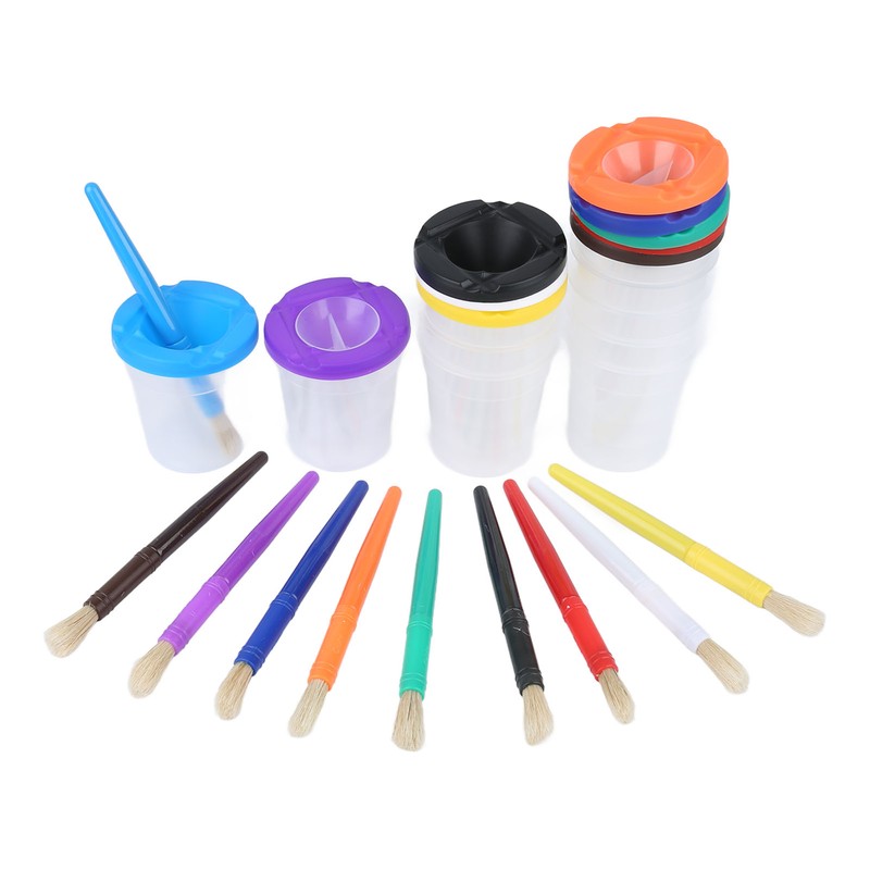10 Pieces Spill Proof Paint Cups Kids Painting Set with