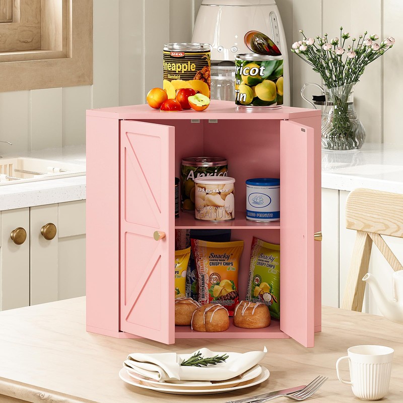 Trironsun Corner Bread Box for Kitchen Counter Double Layer Bamboo