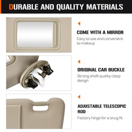 Sun Visor with Light for Toyota Camry 2007-2011 with Sunroof, Left Driver Side Beige Sunvisor Replace 74320-06800-B0