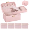 Funtopia 3-in-1 Jewelry Box, Pink Jewelry Box for Women, Travel
