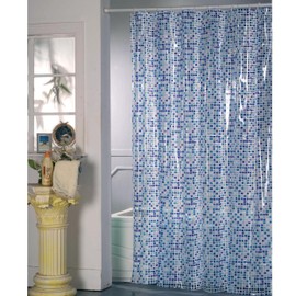 MSV Shower Curtain Bluemosaik of Polyvinyl Chloride 200X180cm in Transparent, Polyvinylchlorid Multi-Colour