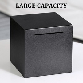 Piggy Bank for Adults, Must Break to Open, Metal Money Box Coin Jar for Boys Girls Modern Cash Savings Bank (12CM Black)